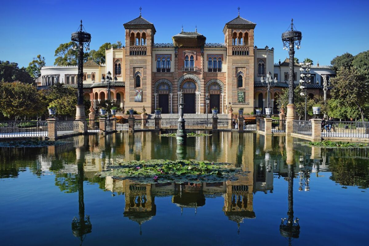 Scenic view of María Luisa Park near Plaza de España in Seville