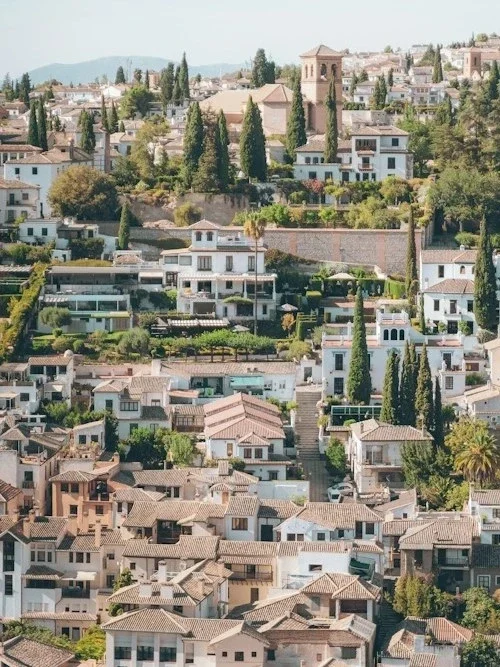 Realejo Historic Neighborhood in Granada Panoramic view of the historic Realejo neighborhood in Granada, Andalusia, Spain
