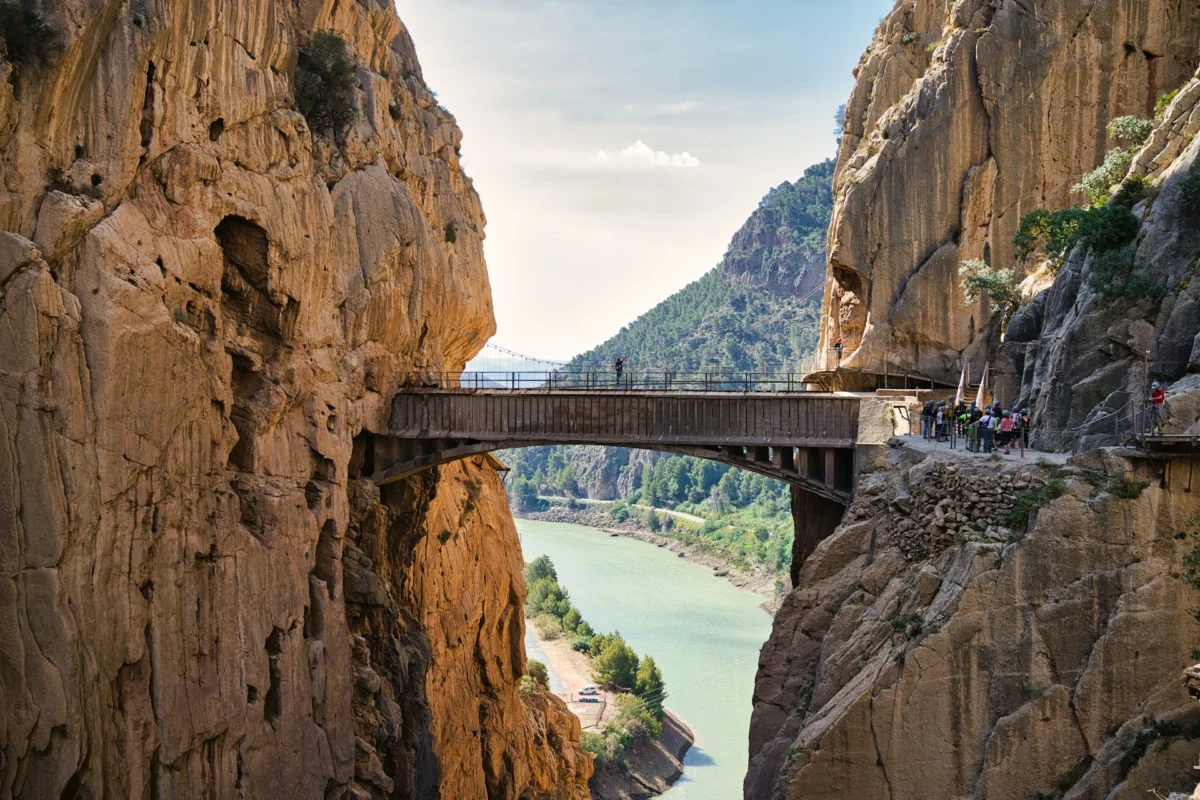 Caminito del Rey, Málaga, Spain Caminito del Rey walkway along the steep cliffs of the Gaitanes Gorge in Málaga, Spain