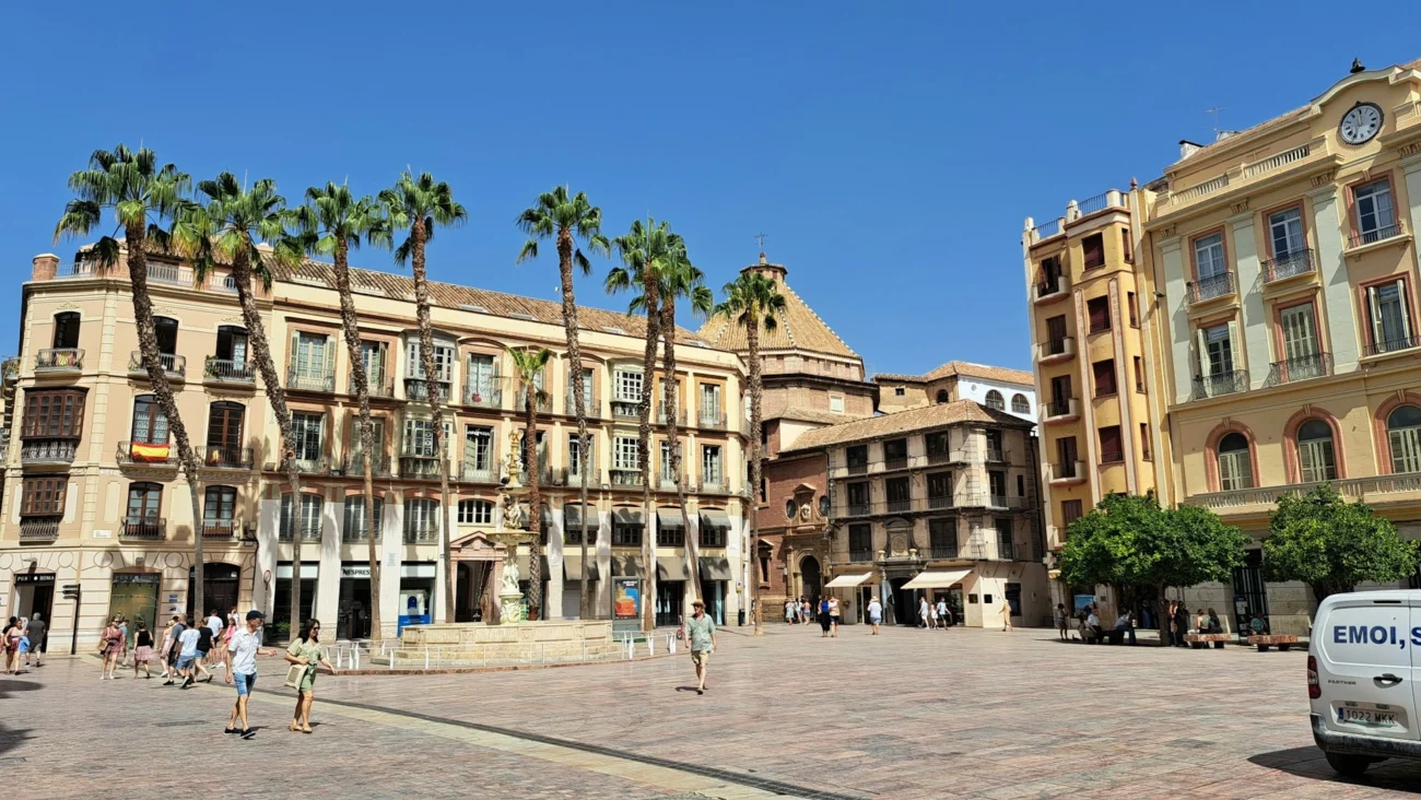 Plaza de la Constitución in Málaga, Spain Plaza de la Constitución, historic central square in Málaga, Spain